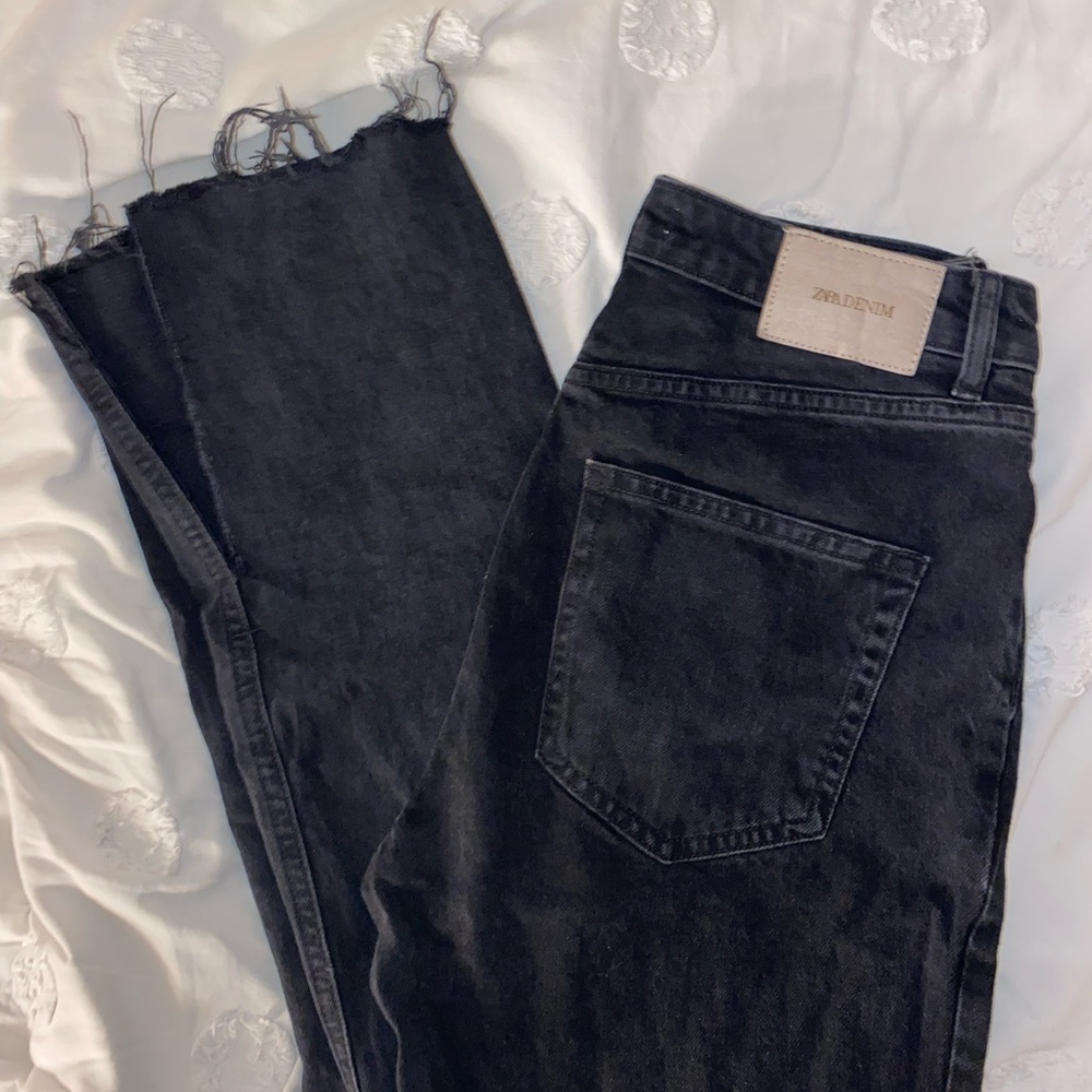 Black flare jeans with spilt hem!